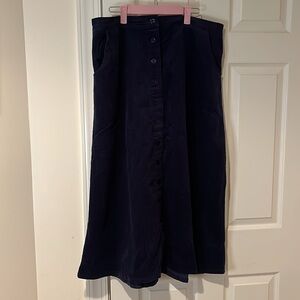 Woman Within Long corduroy button down pocketed skirt